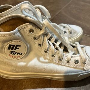 P.F. Flyers White Canvas Sneakers with Rubber Toe Cap